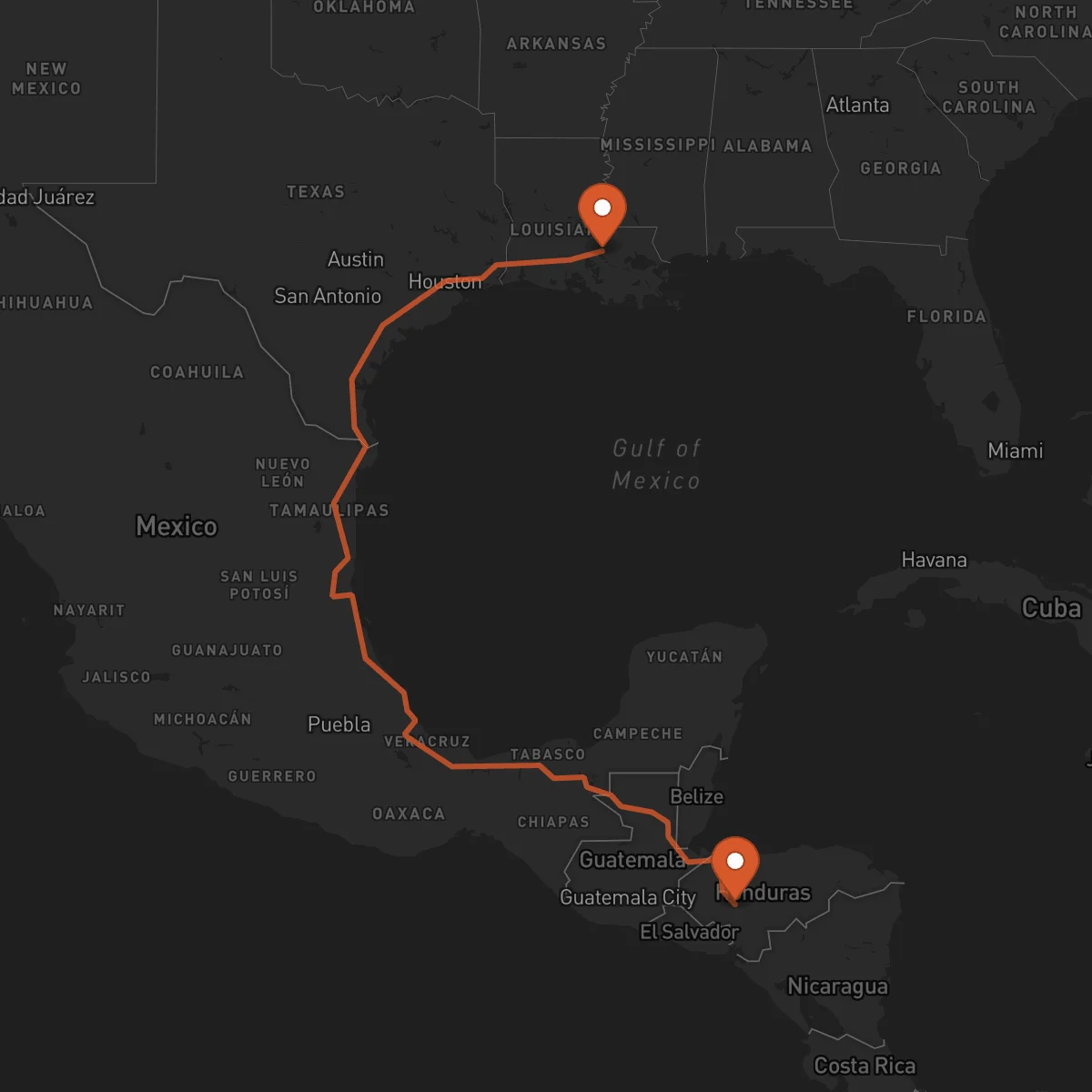 Ruta Comayagua - Baton-Rouge