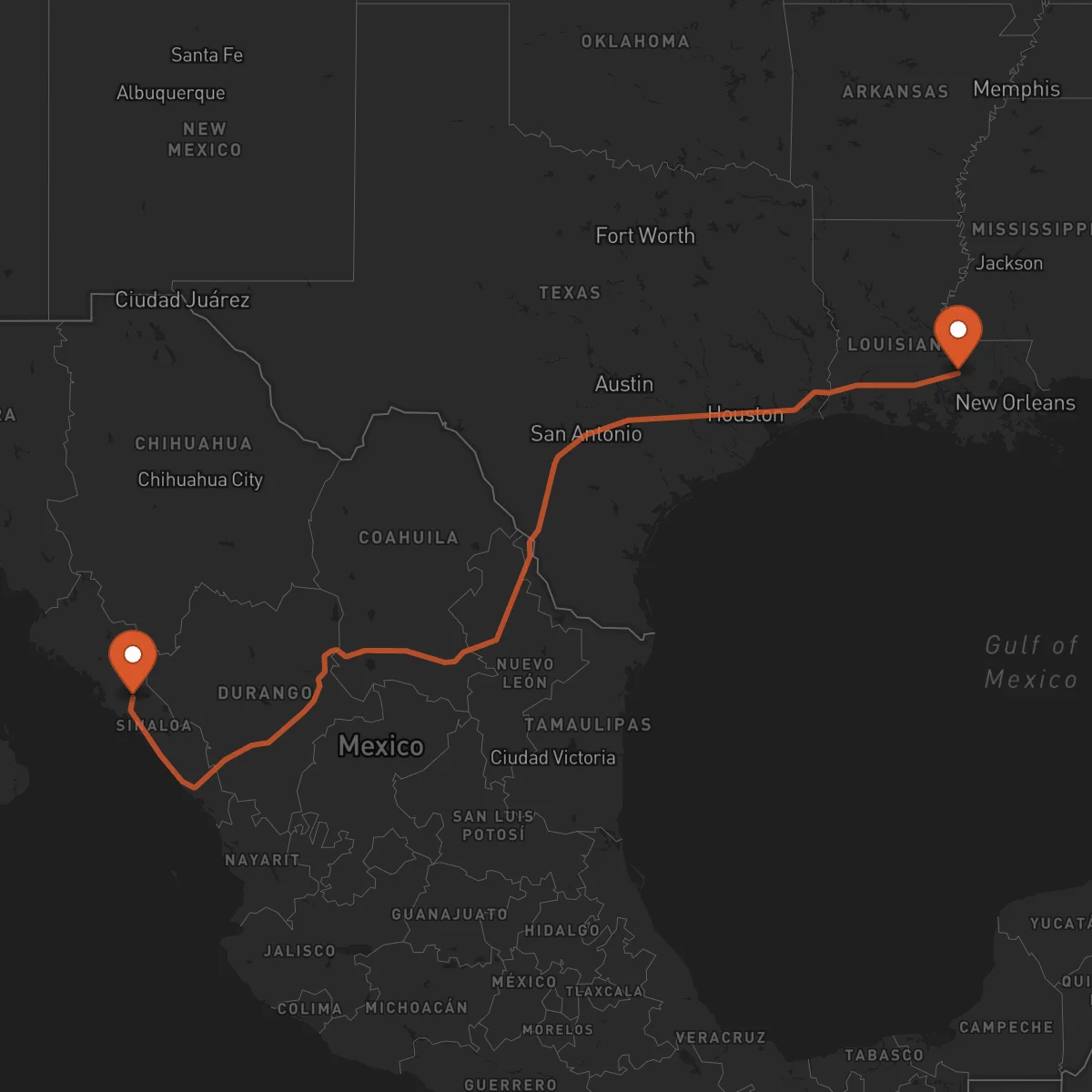 Ruta Culiacán Rosales - Baton Rouge