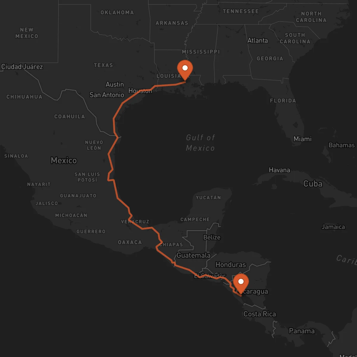 Ruta Granada - Baton-Rouge