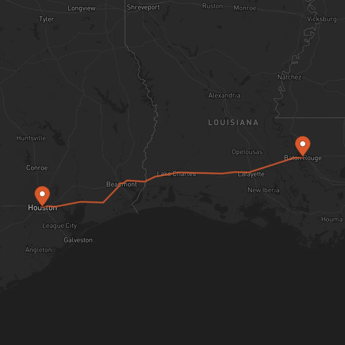 Ruta Baton Rouge - Houston
