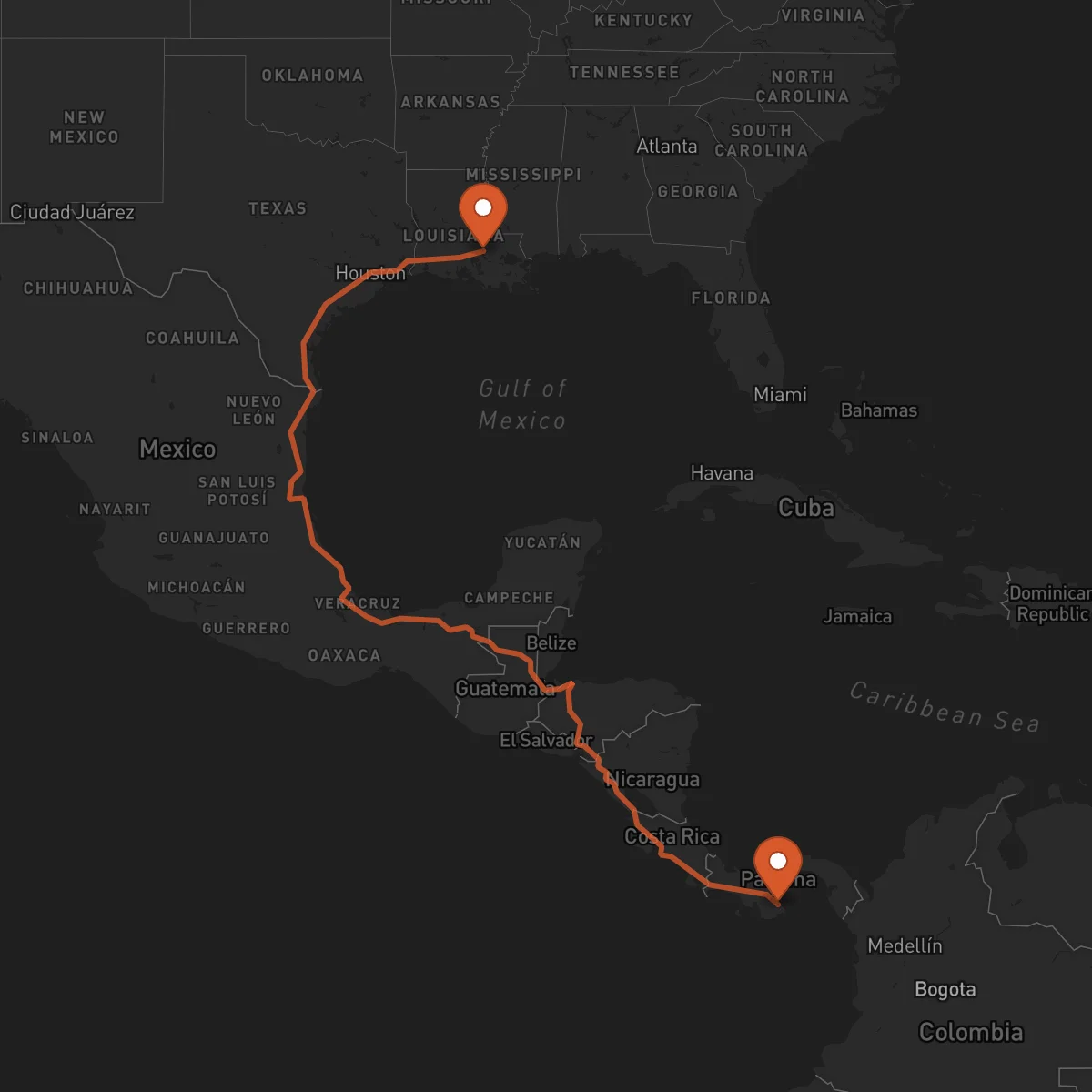 Ruta Las Tablas - Baton-Rouge