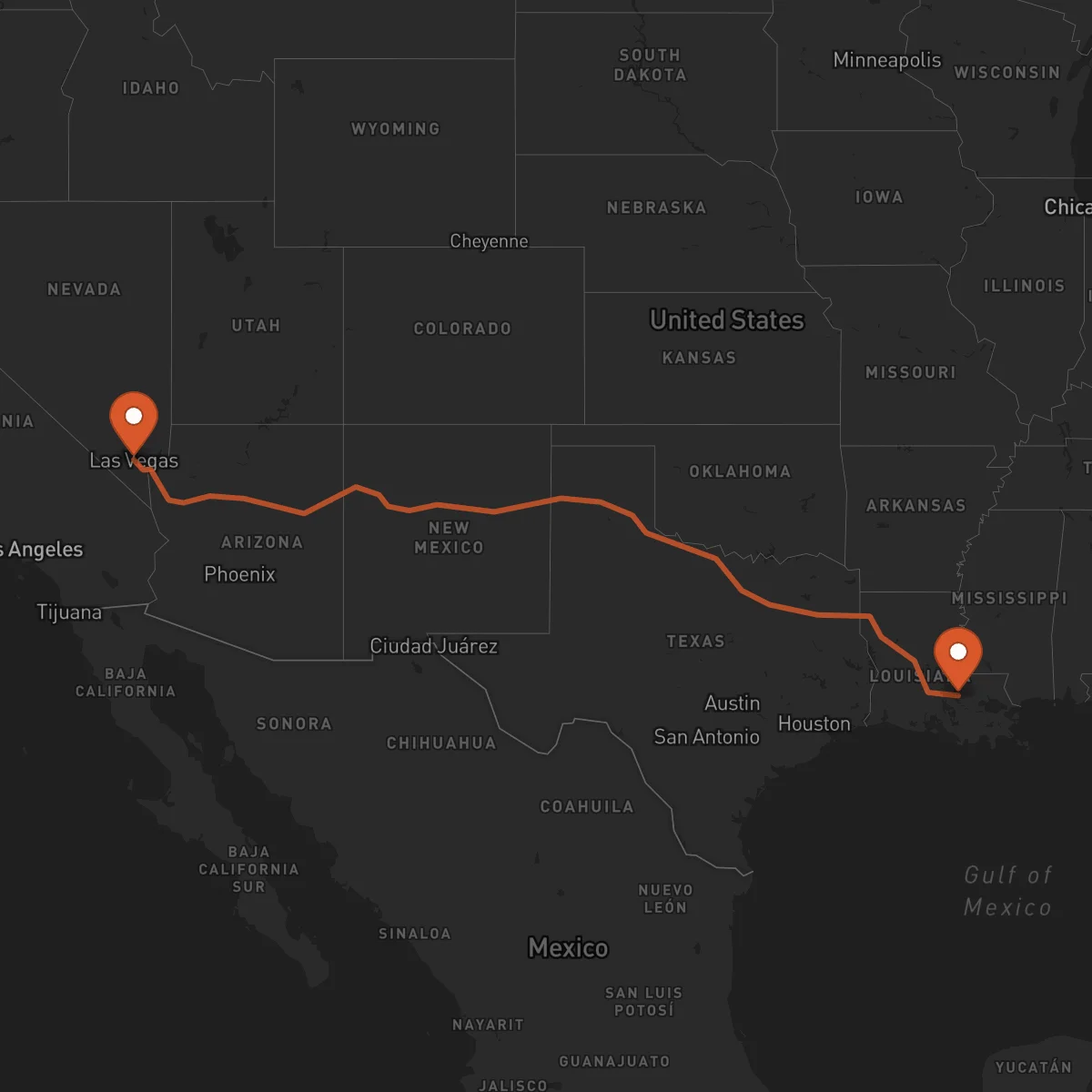 Ruta Baton Rouge - Las Vegas