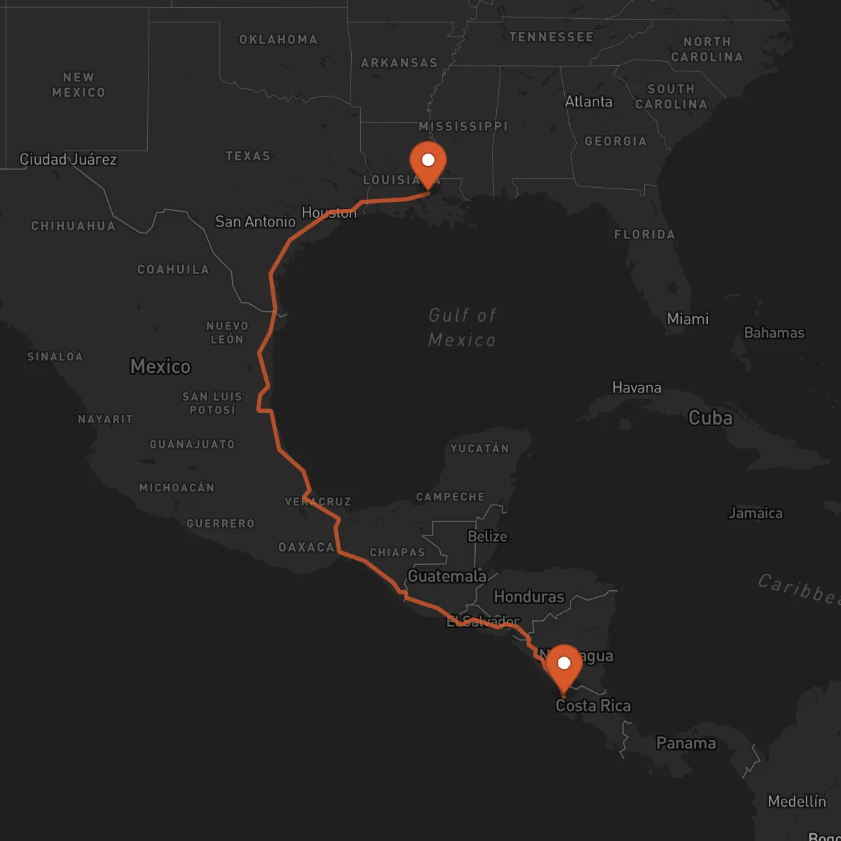 Ruta Liberia - Baton-Rouge