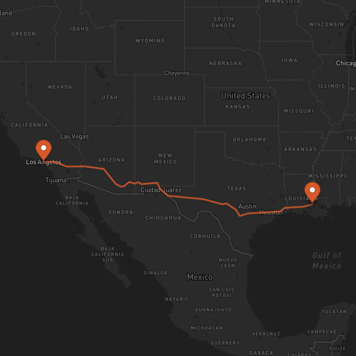 Ruta Los Angeles - Baton Rouge