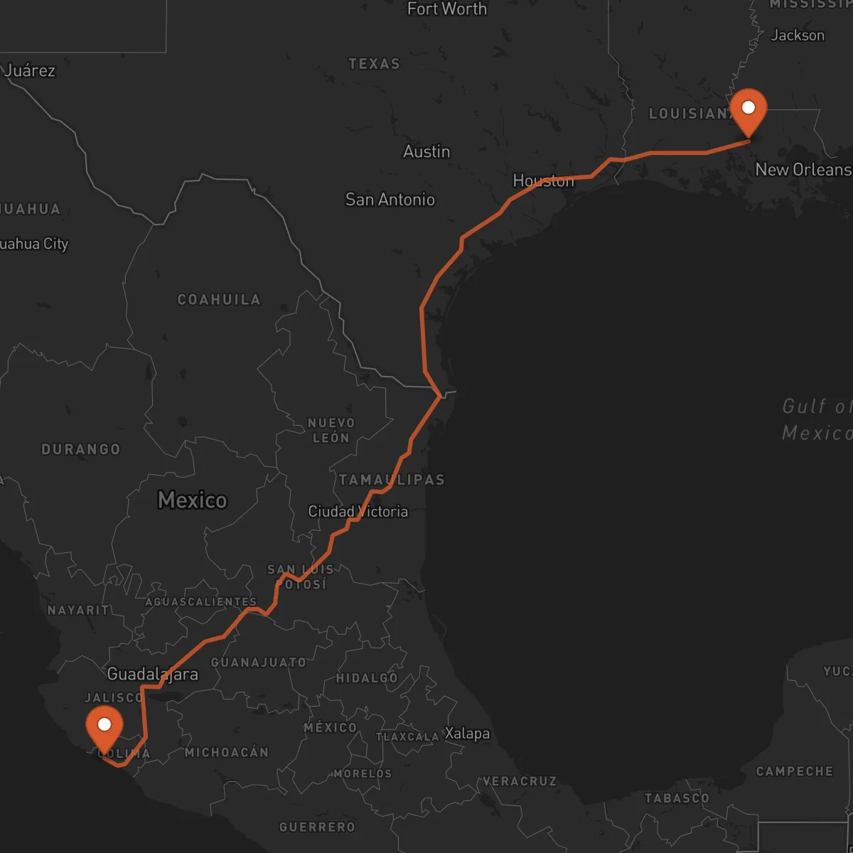 Ruta Manzanillo - Baton-Rouge