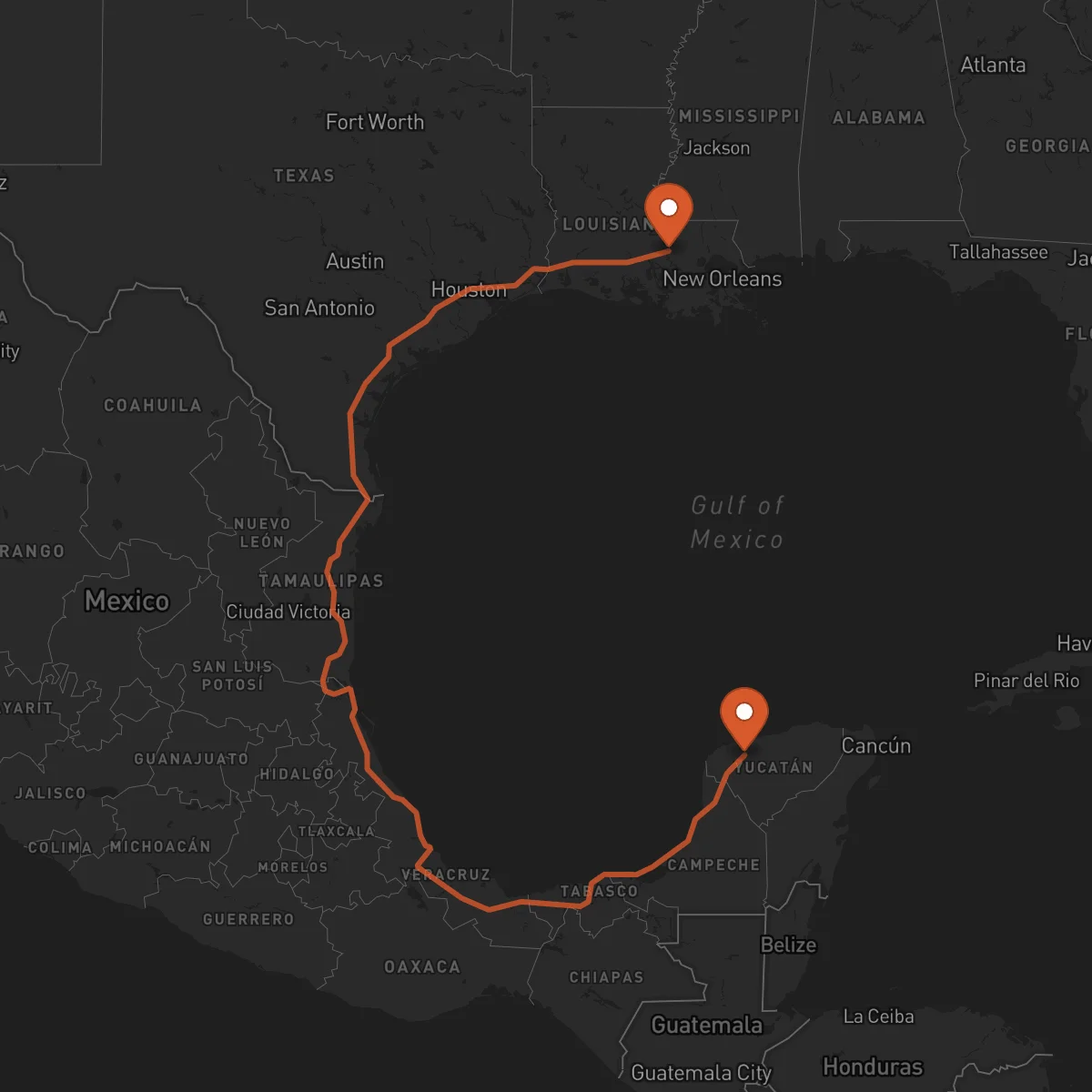 Ruta Baton-Rouge - Mérida