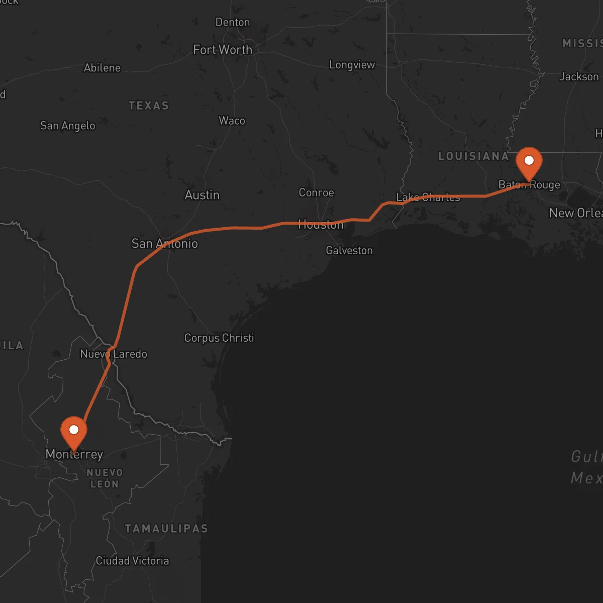 Ruta Monterrey - Baton Rouge