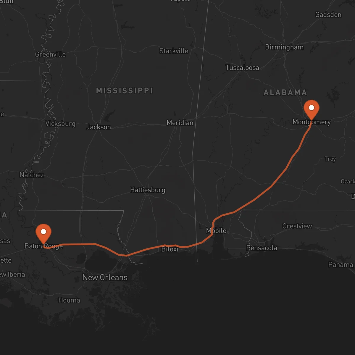 Ruta Baton-Rouge - Montgomery