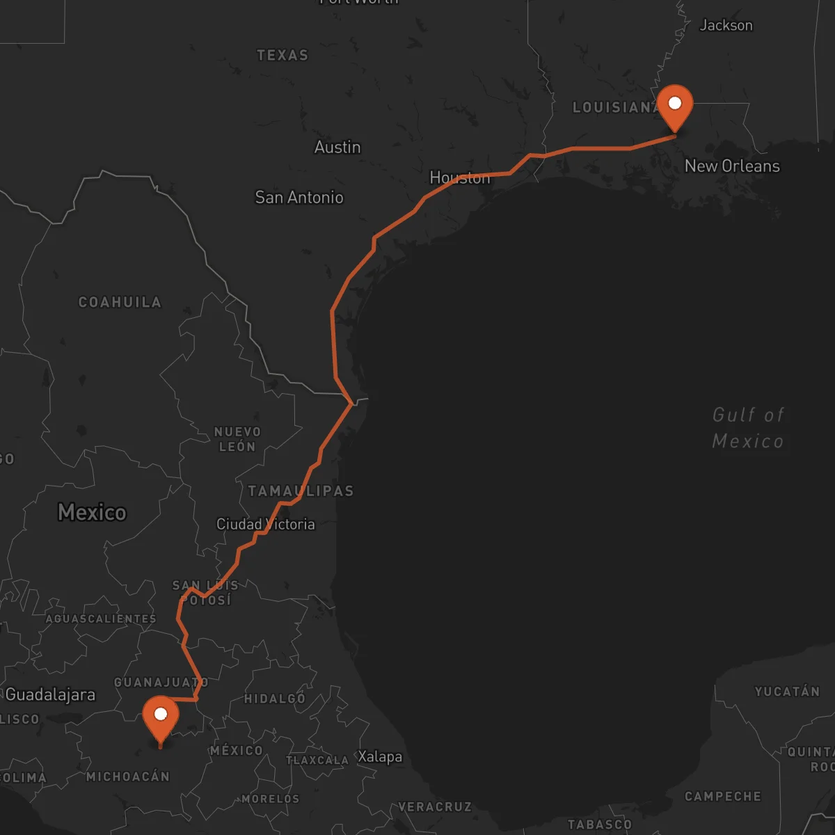 Ruta Morelia - Baton-Rouge