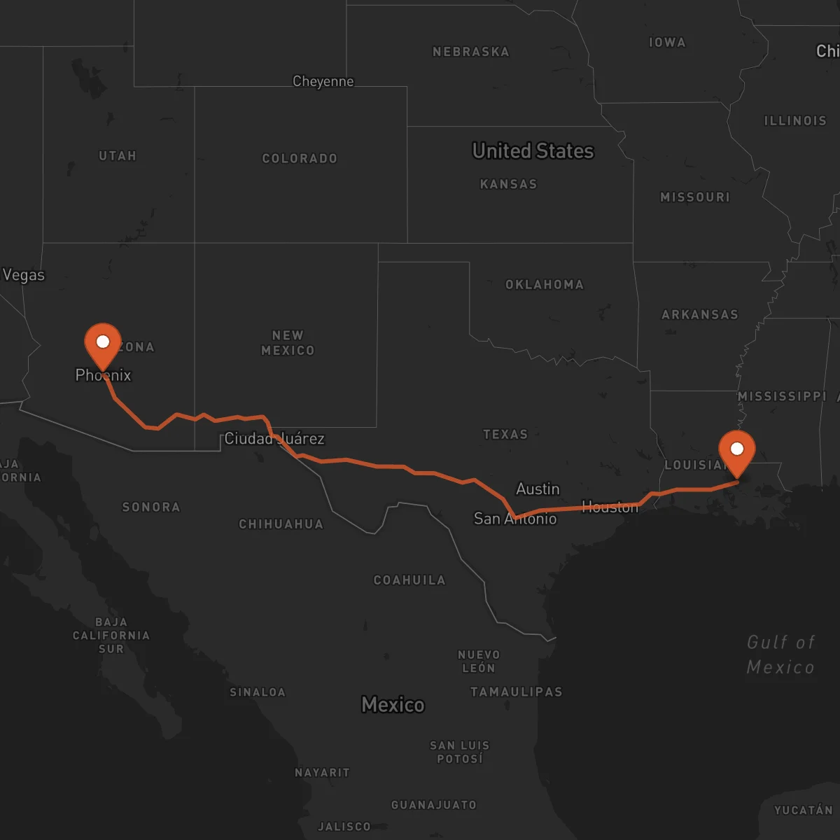 Ruta Baton-Rouge - Phoenix