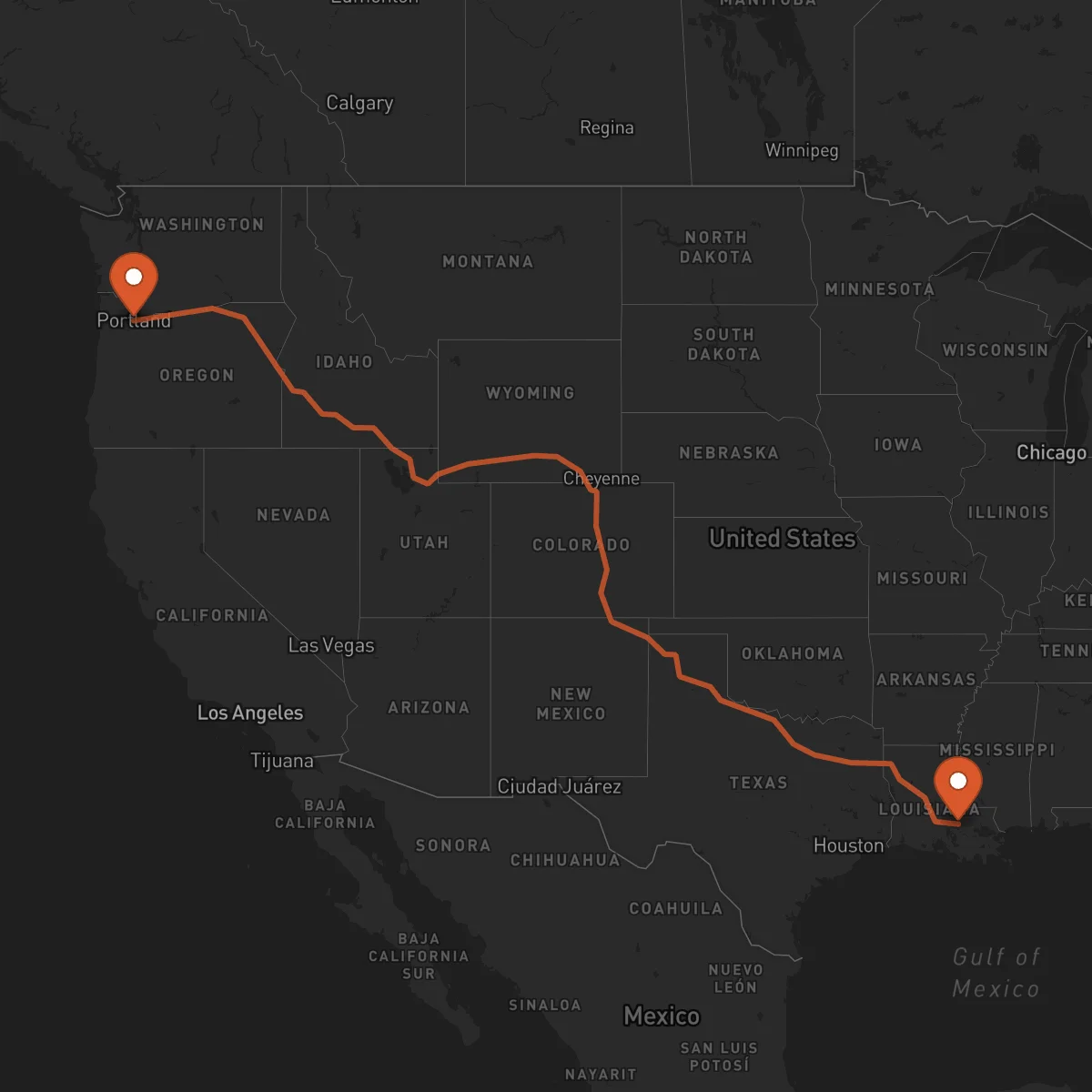 Ruta Baton Rouge - Portland