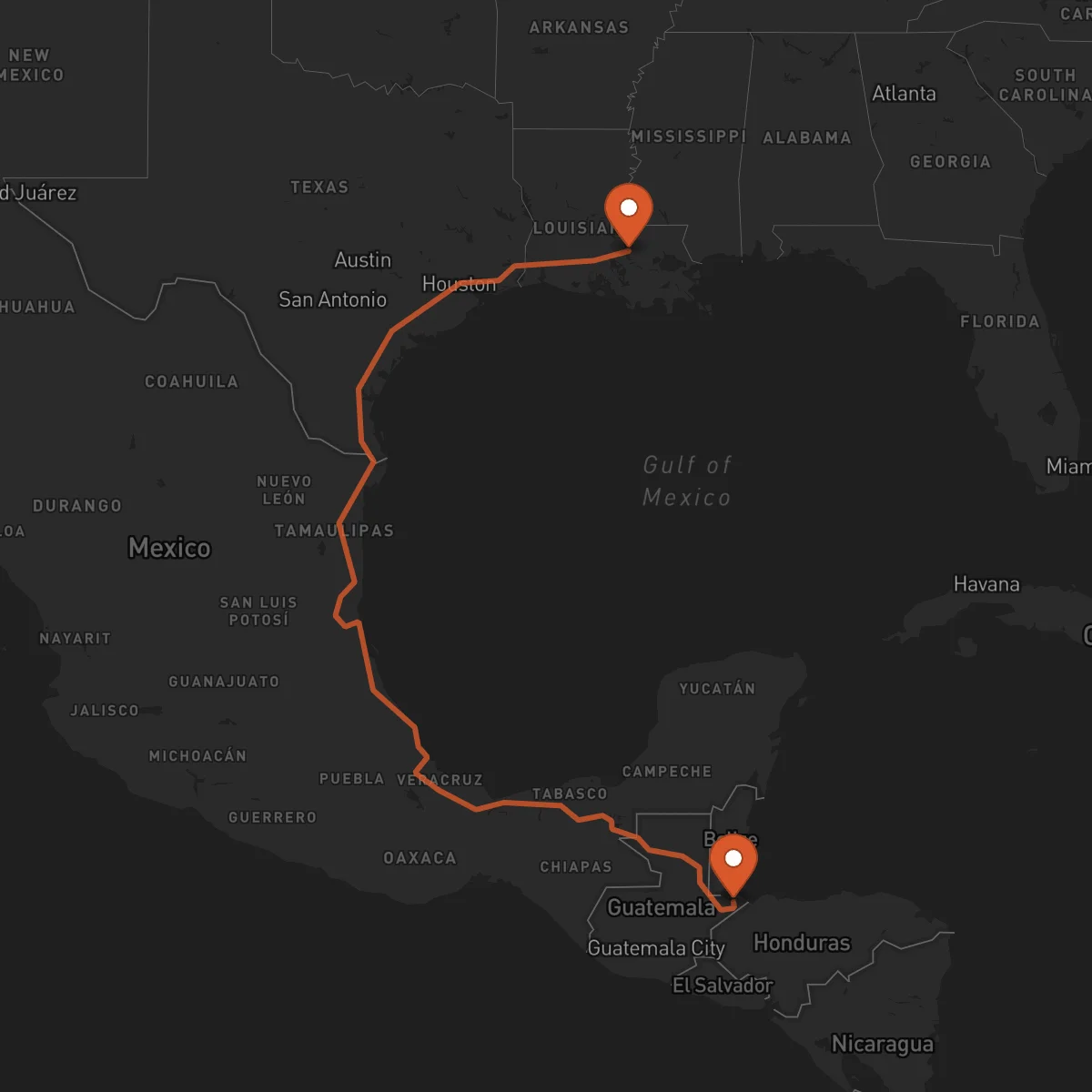 Ruta Puerto Barrios - Baton Rouge