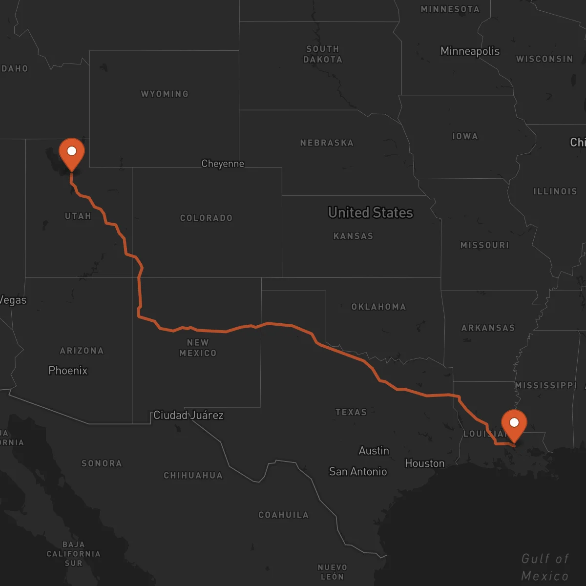 Ruta Salt Lake City - Baton-Rouge