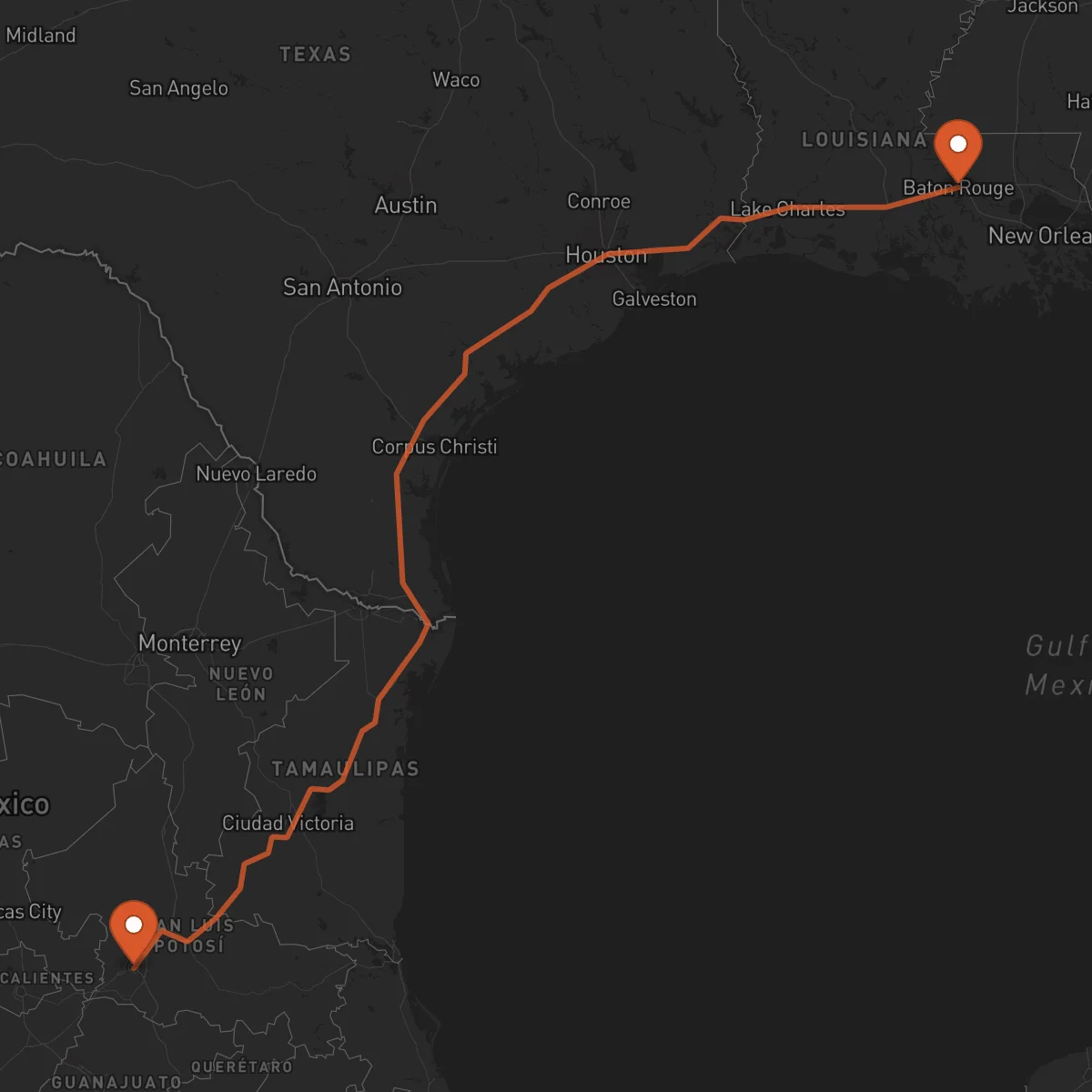 Ruta Baton Rouge - San Luis Potosí
