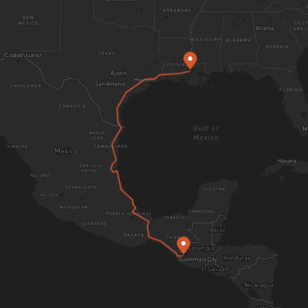 Ruta San Marcos - Baton Rouge