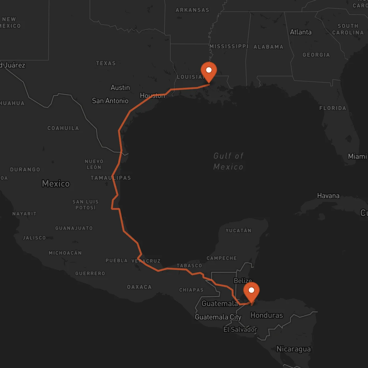 Ruta Baton Rouge - San Pedro Sula