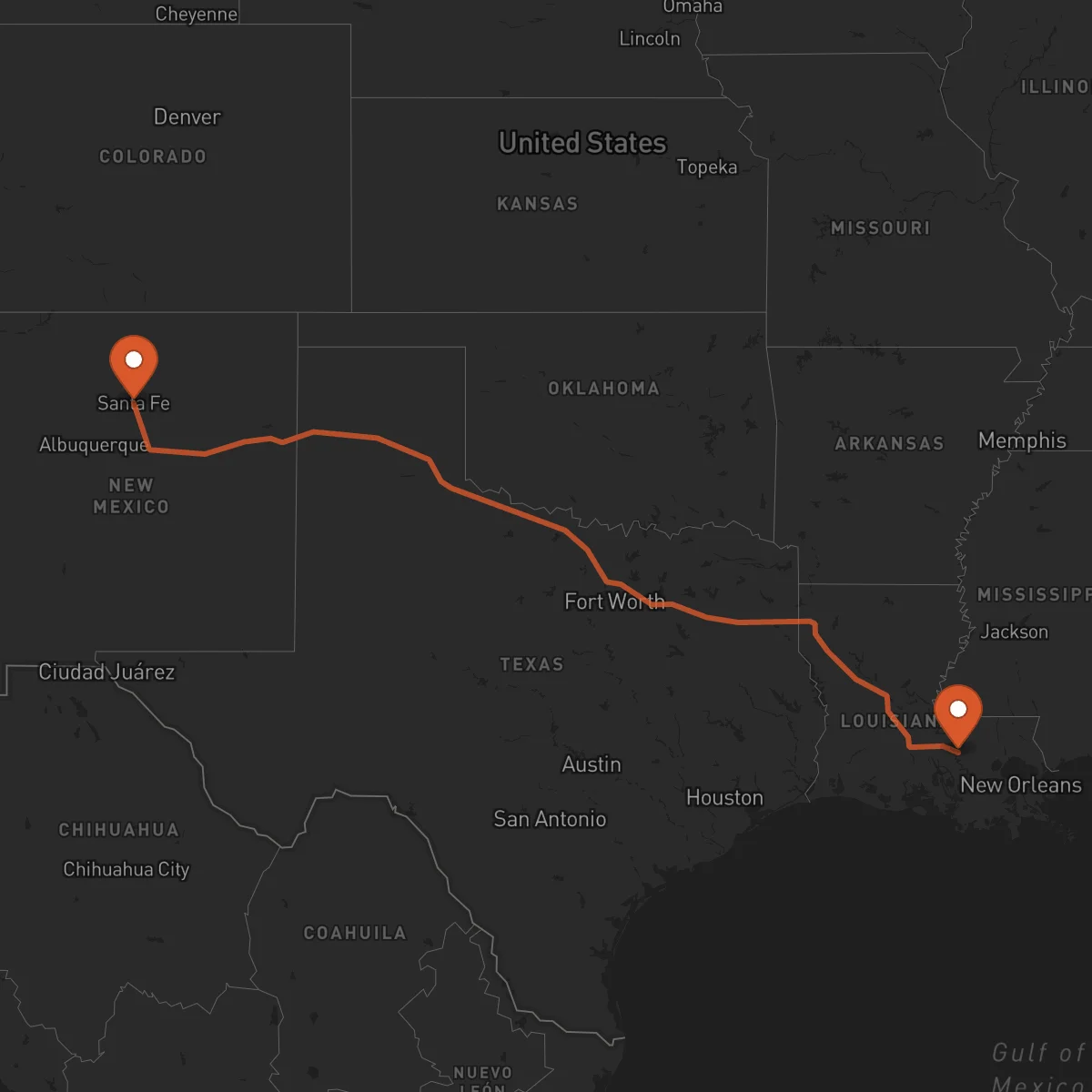 Ruta Baton Rouge - Santa Fe