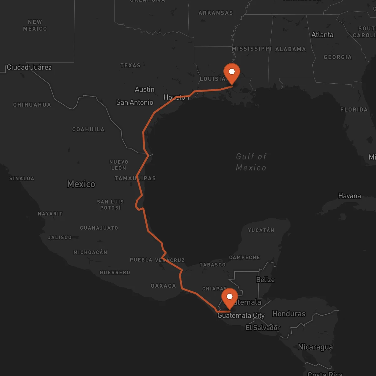 Ruta Totonicapán - Baton-Rouge