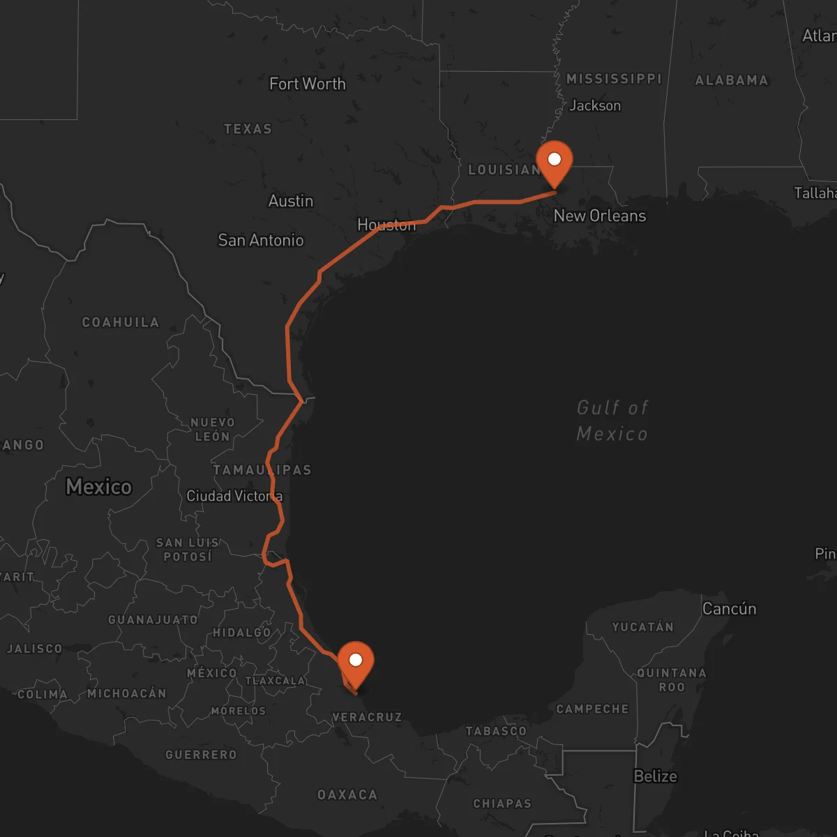 Ruta Veracruz - Baton Rouge
