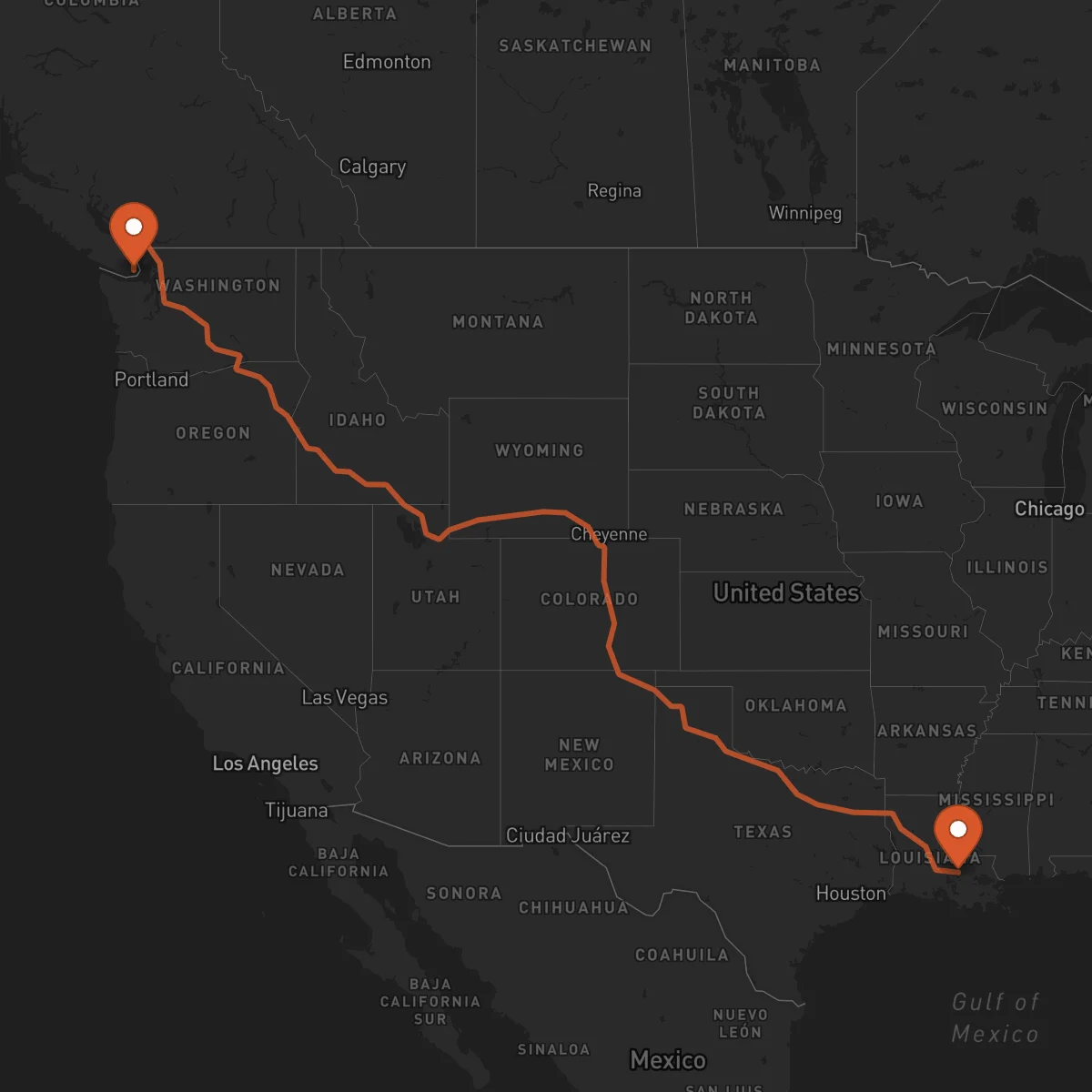 Ruta Baton-Rouge - Victoria
