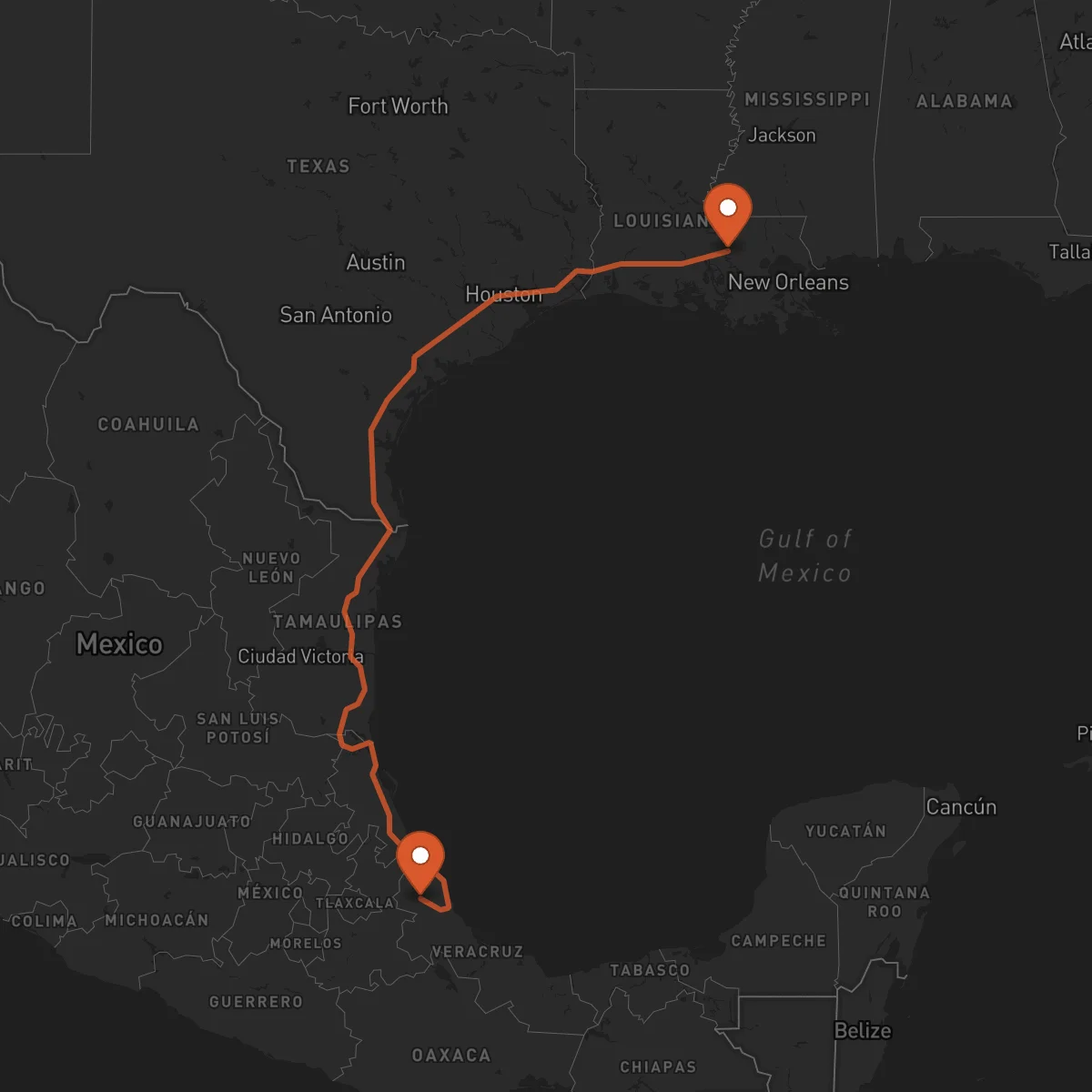 Ruta Baton-Rouge - Xalapa
