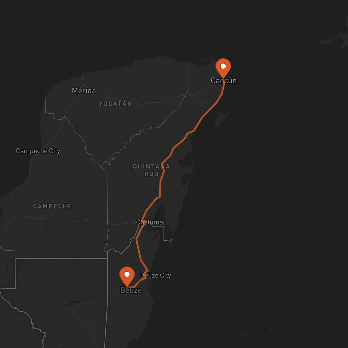 Ruta Belmopan - Cancún