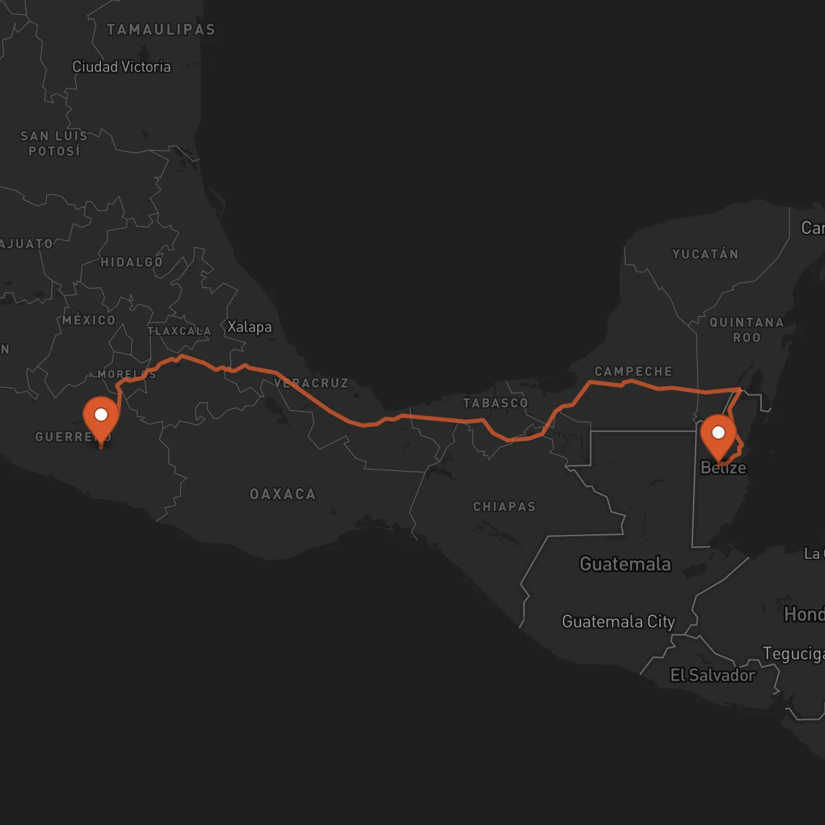 Ruta Belmopán - Chilpancingo de los Bravo