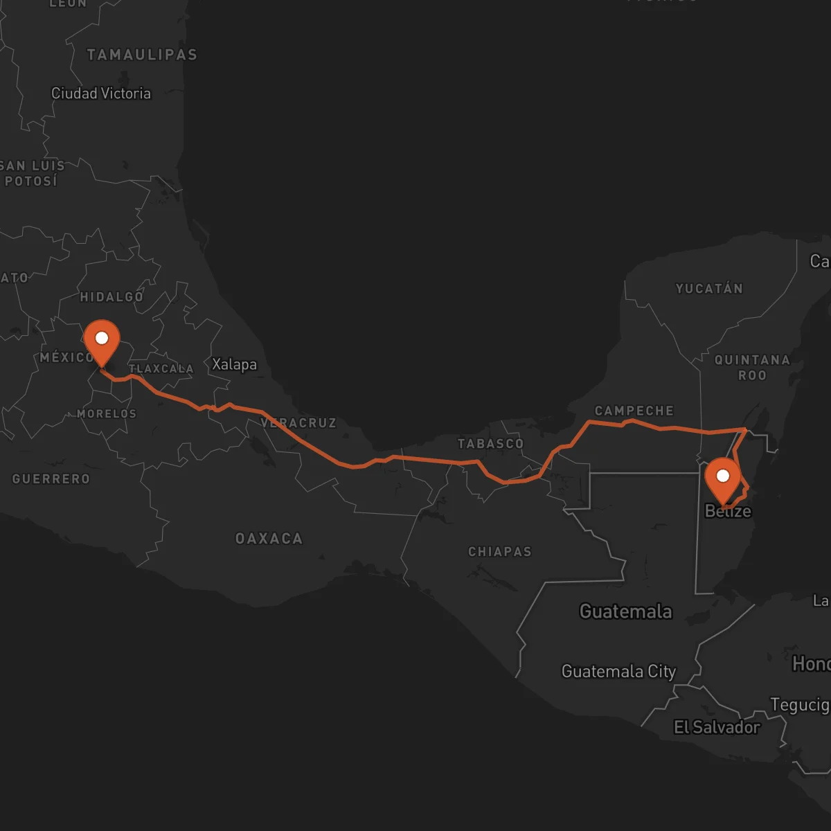 Ruta Belmopán - Ciudad de México