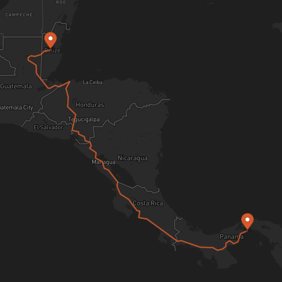 Ruta Panama - Belmopan