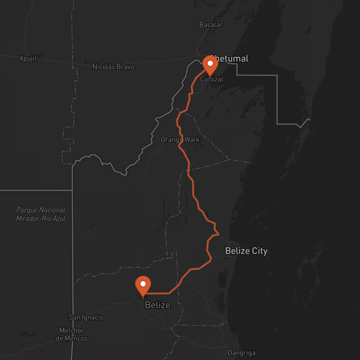 Ruta Belmopan - Corozal Town