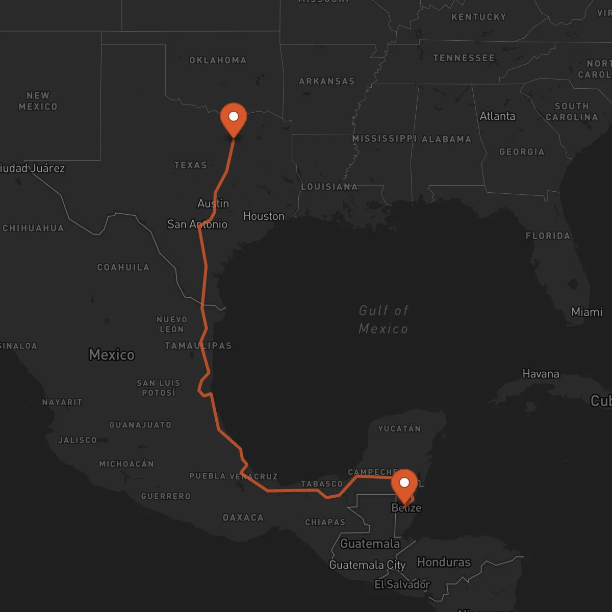 Ruta Belmopan - Dallas