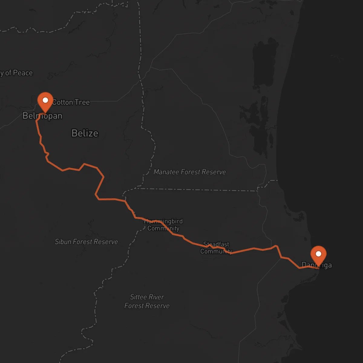 Ruta Belmopan - Dangriga