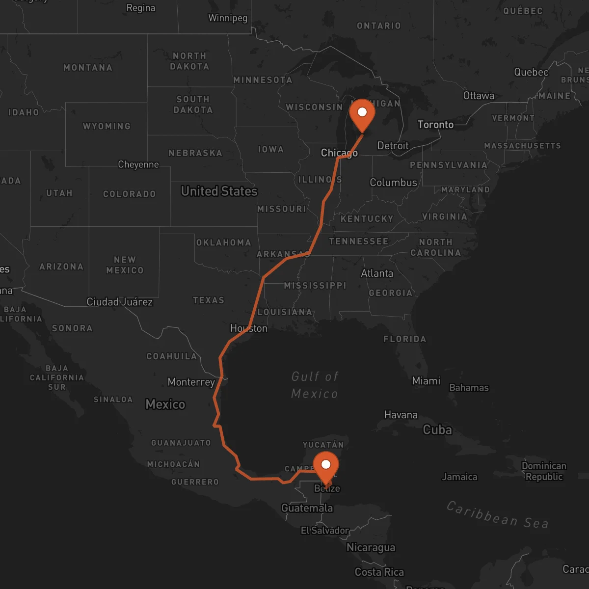 Ruta Grand Rapids - Belmopan