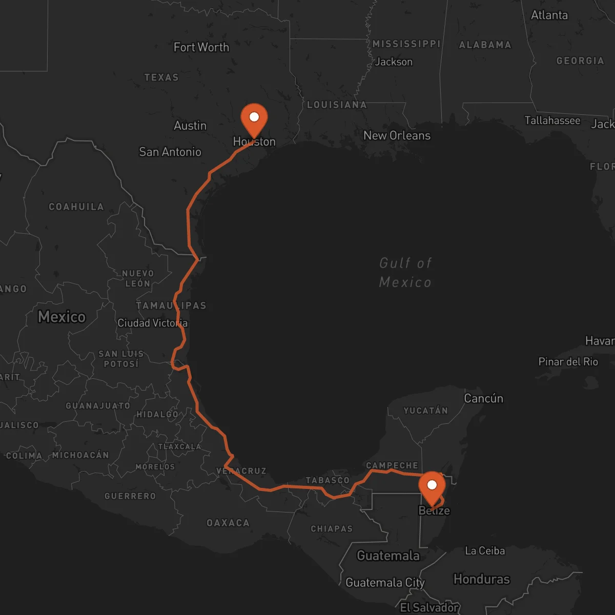 Ruta Houston - Belmopan