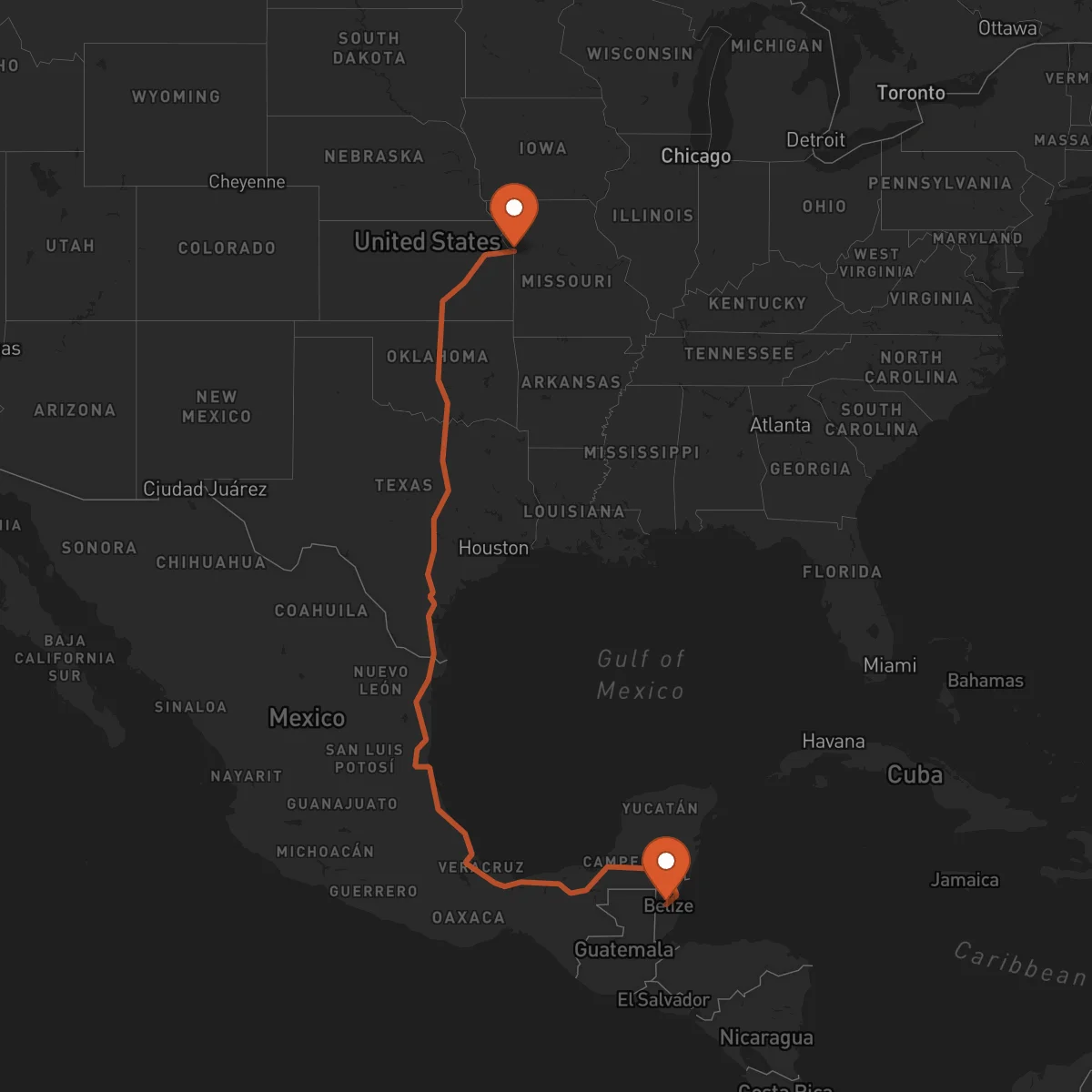 Ruta Kansas City - Belmopán