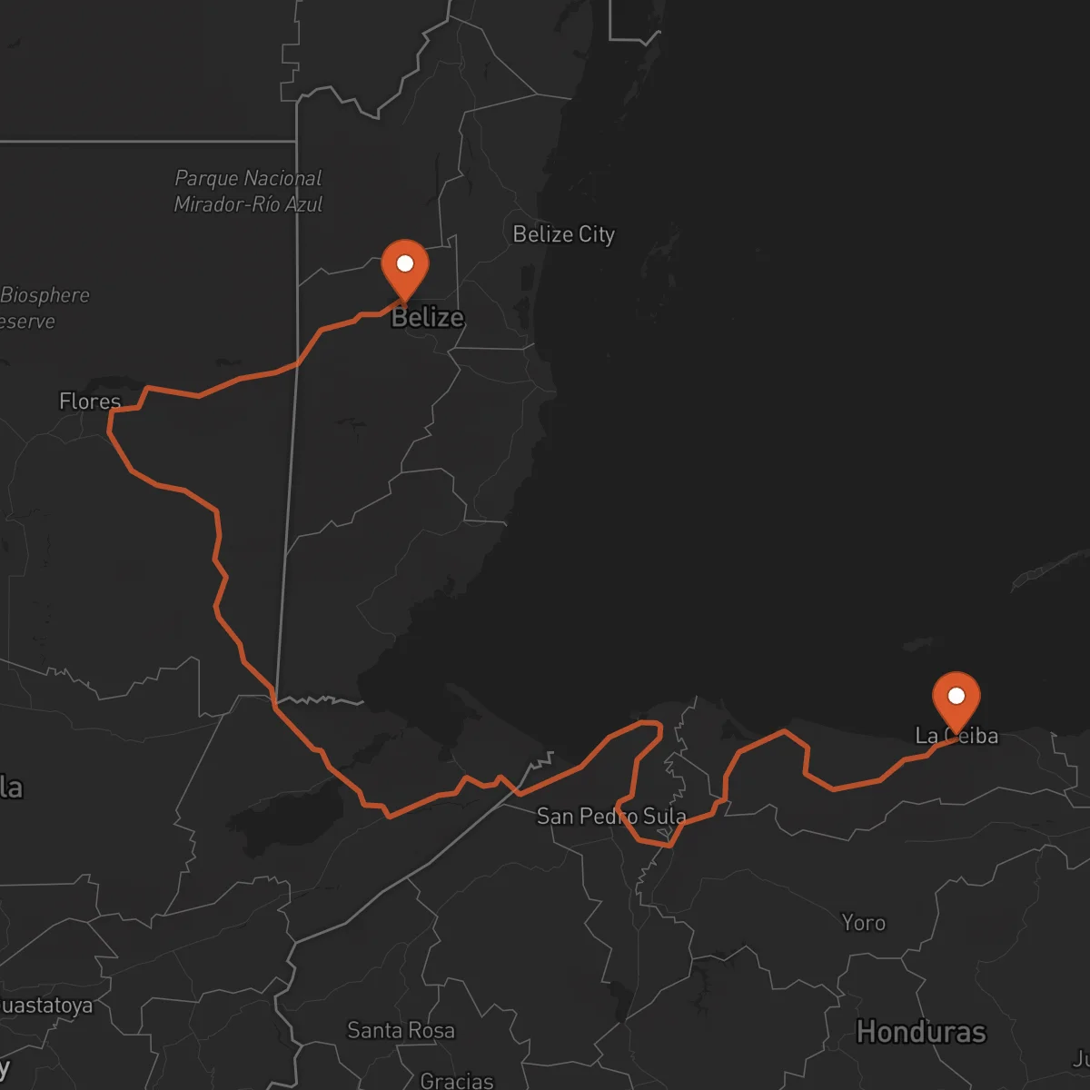 Ruta Belmopán - La Ceiba