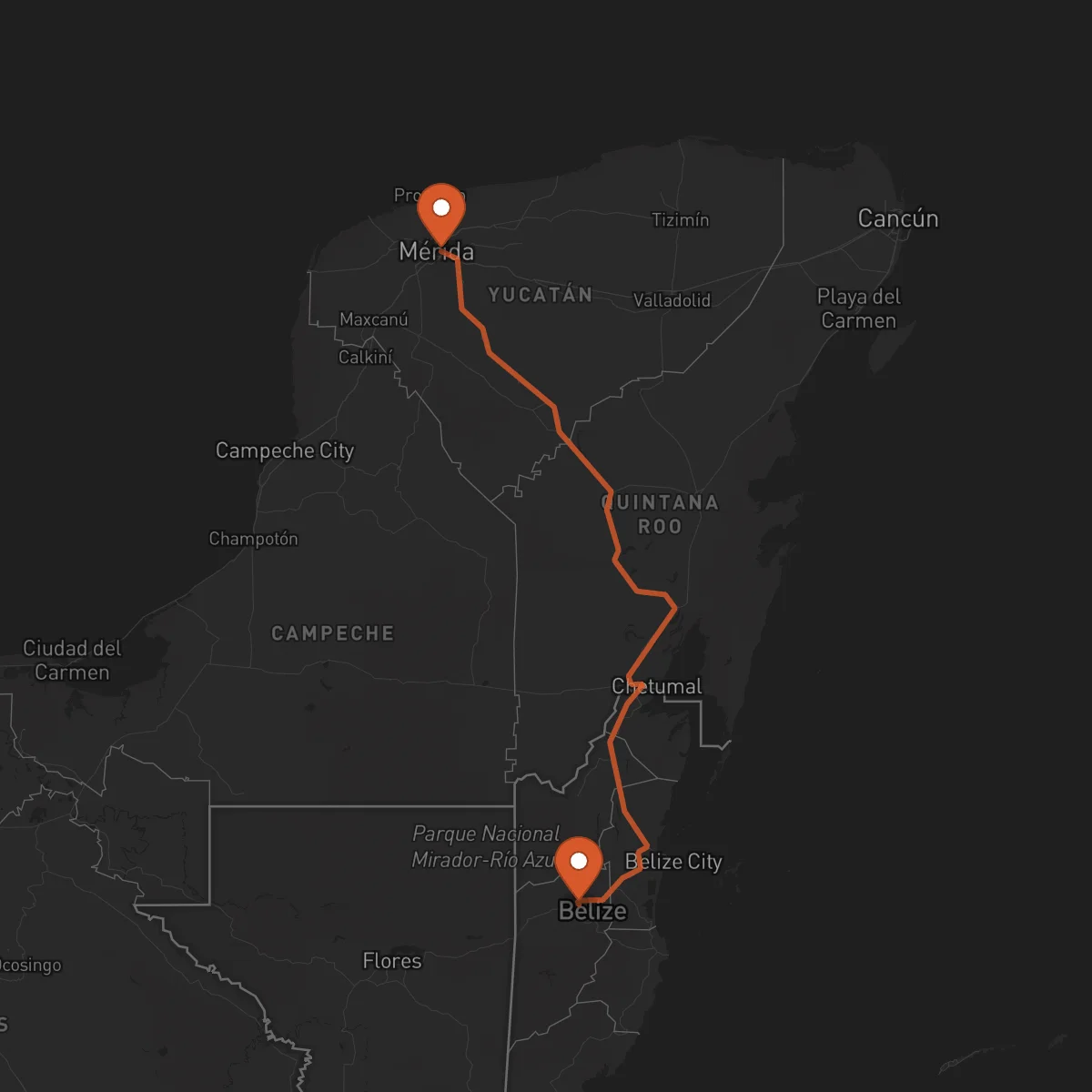 Ruta Belmopan - Mérida