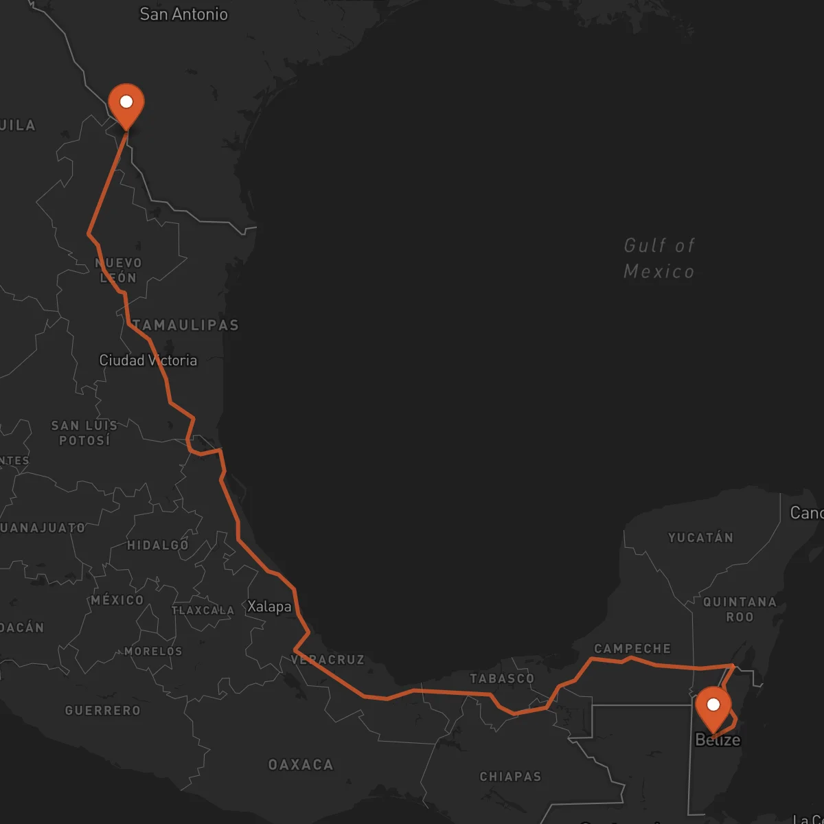 Ruta Belmopan - Nuevo Laredo