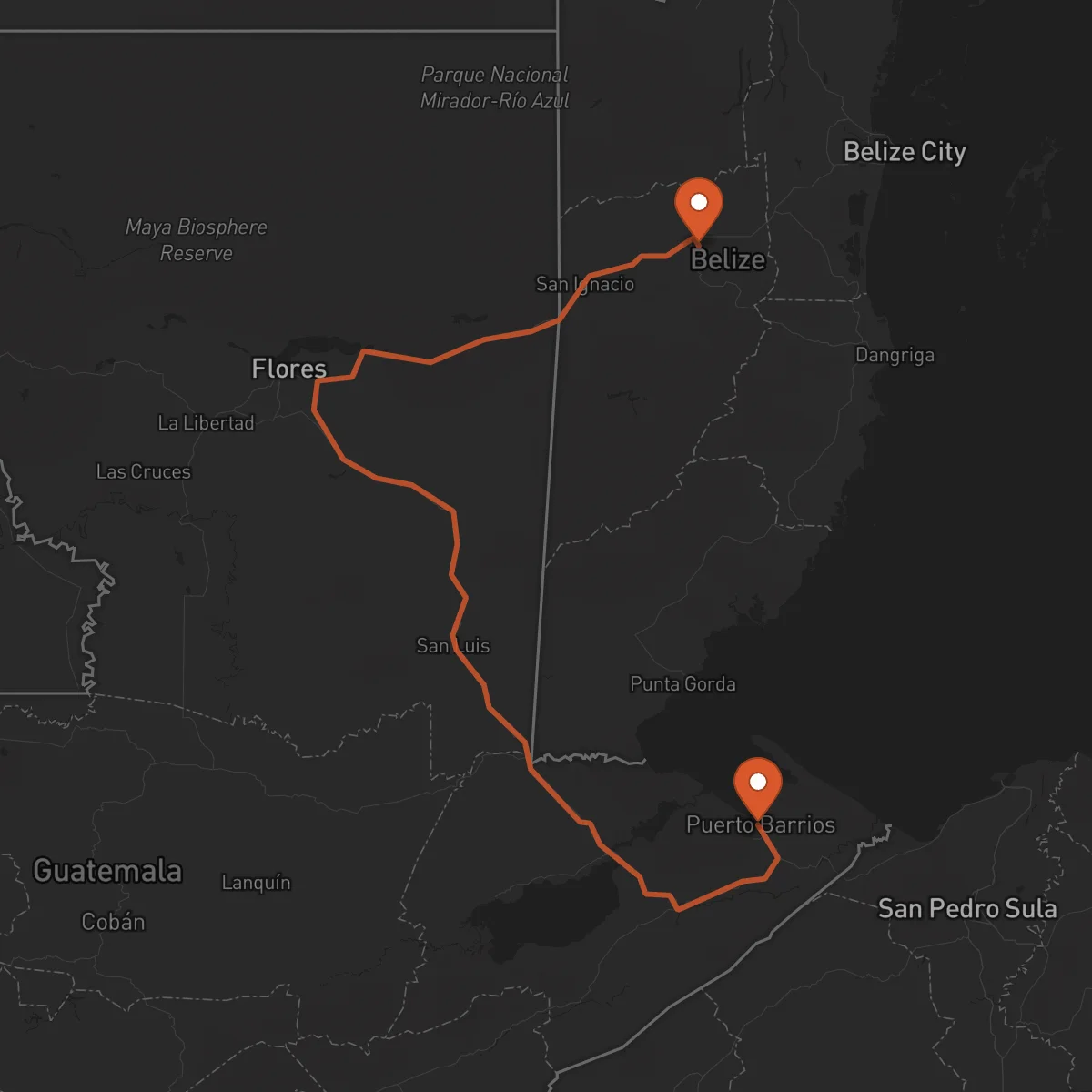 Ruta Belmopan - Puerto Barrios