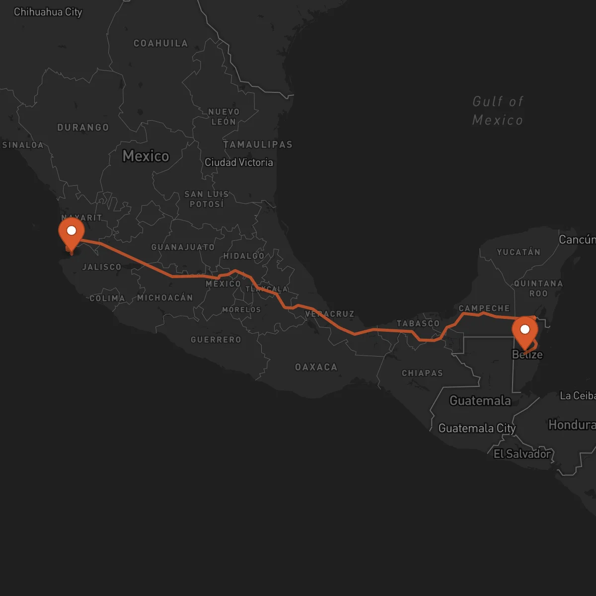Ruta Belmopan - Puerto Vallarta