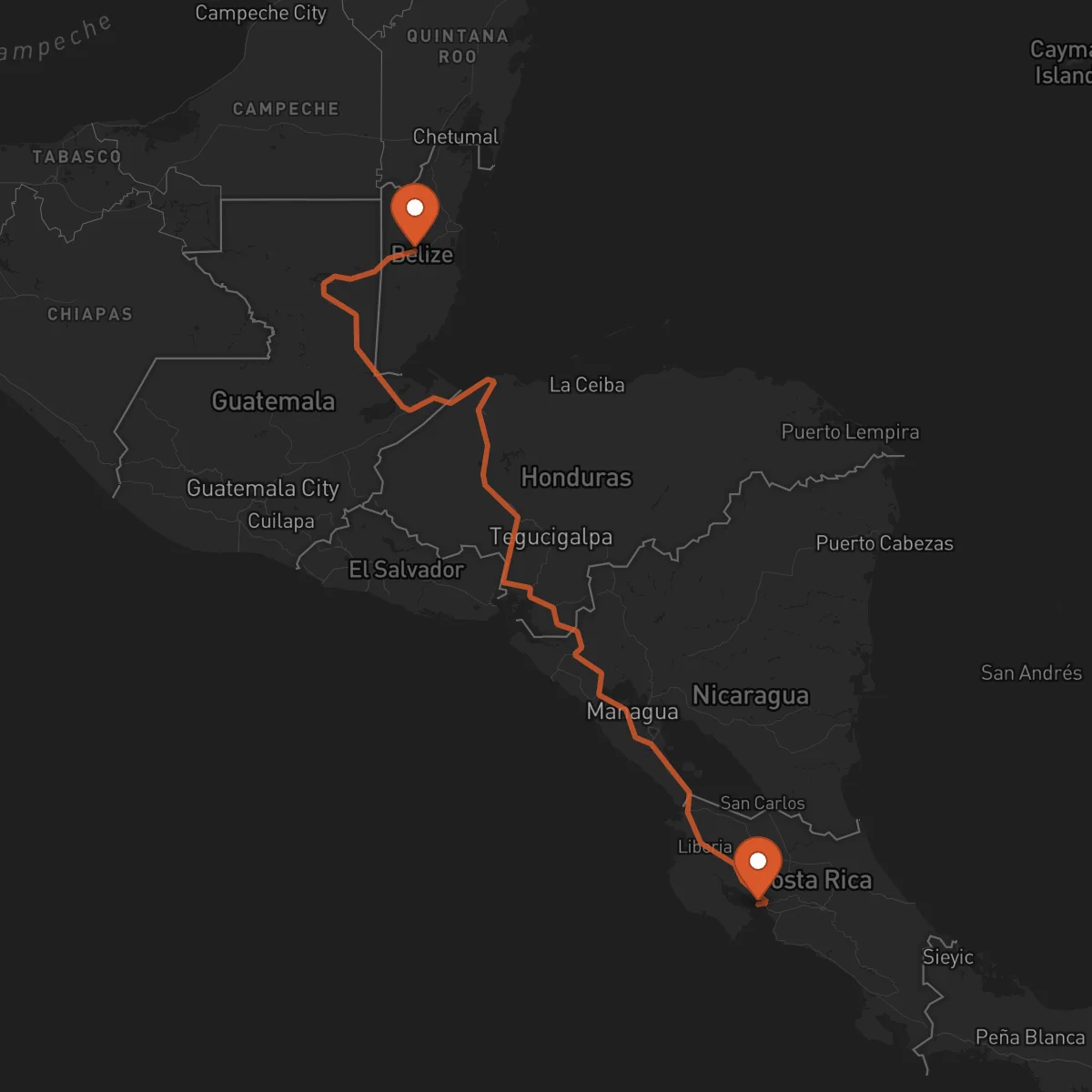 Ruta Belmopan - Puntarenas