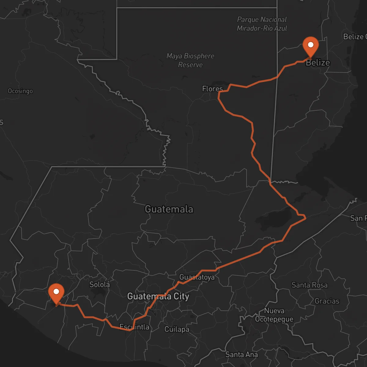 Ruta Belmopan - Retalhuleu