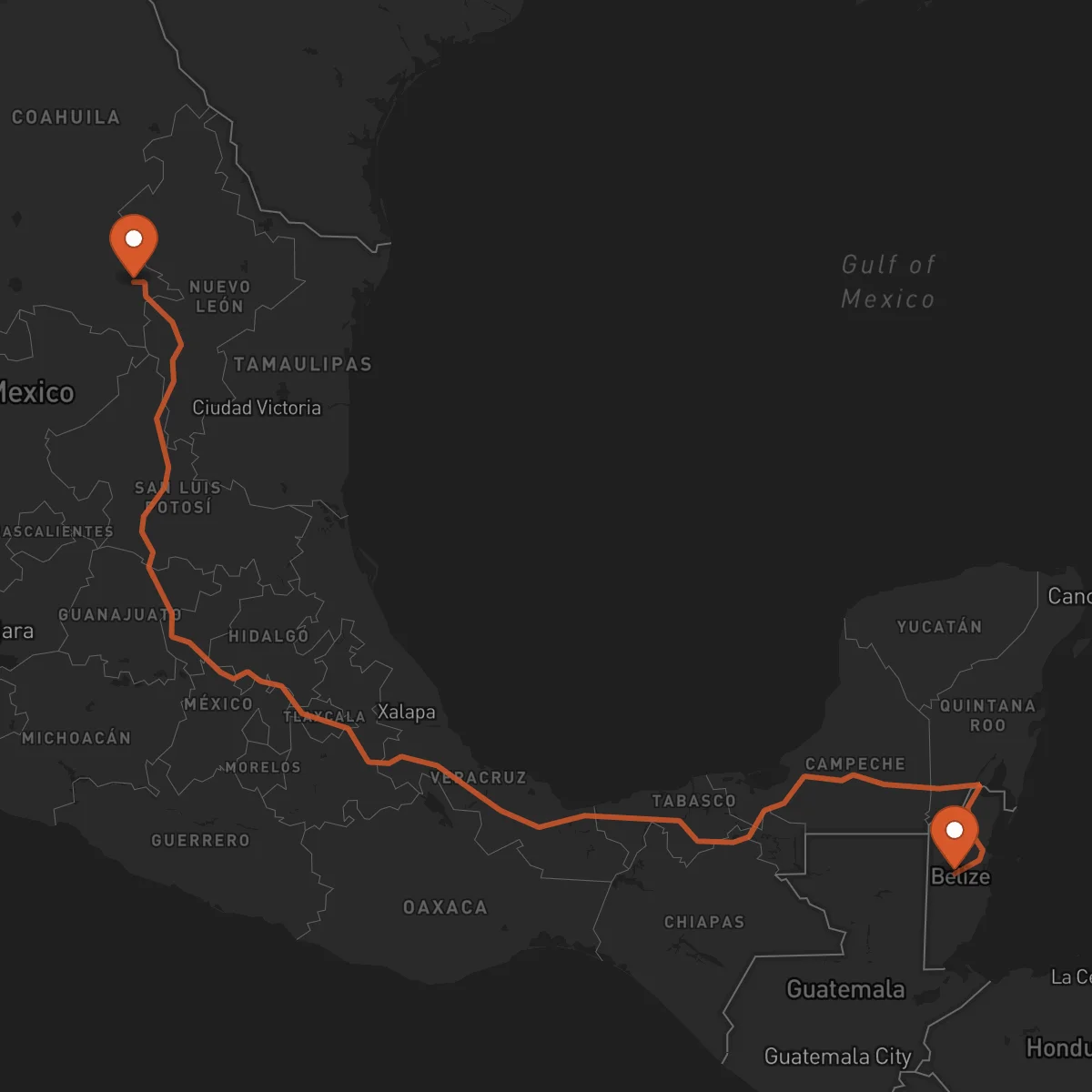 Ruta Saltillo - Belmopan