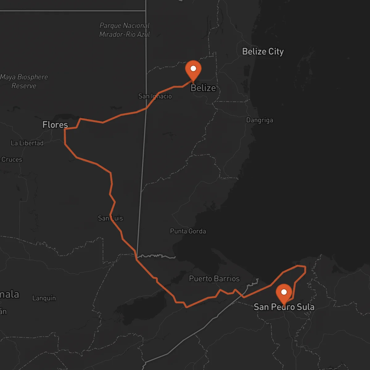 Ruta San Pedro Sula - Belmopán