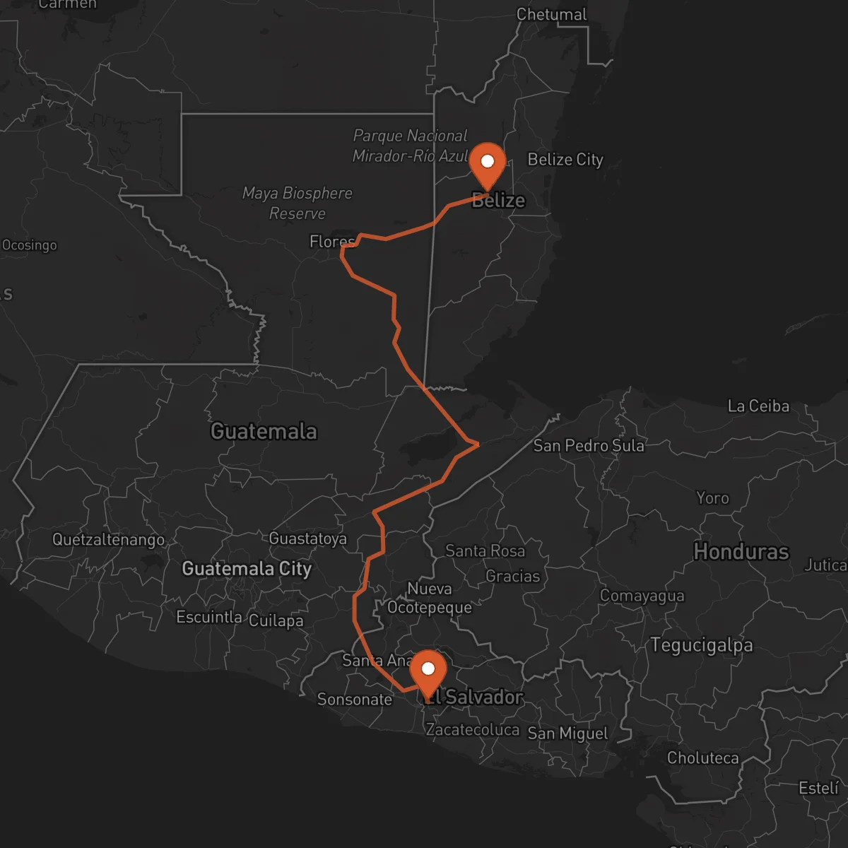 Ruta San Salvador - Belmopán