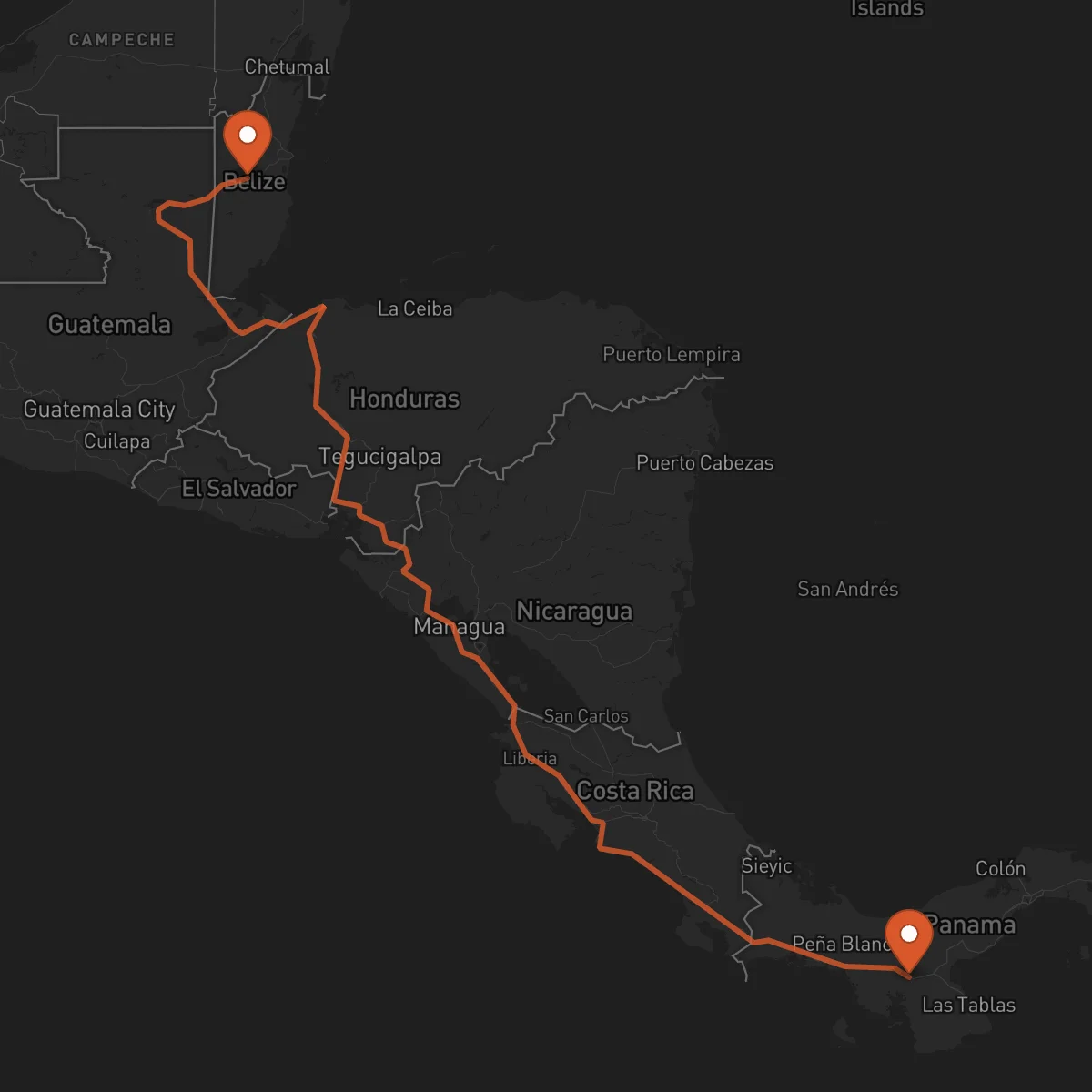 Ruta Belmopán - Santiago de Veraguas