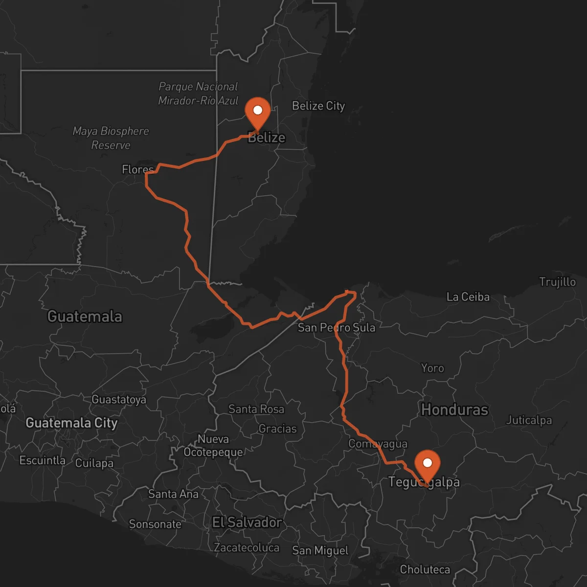 Ruta Belmopan - Tégucigalpa