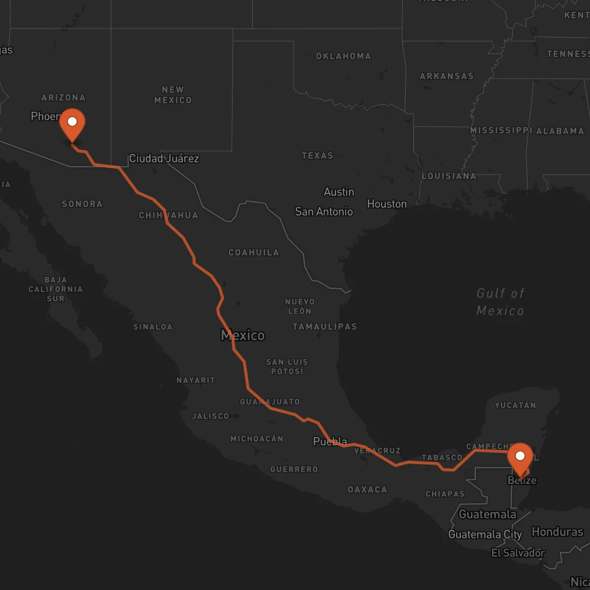 Ruta Tucson - Belmopan