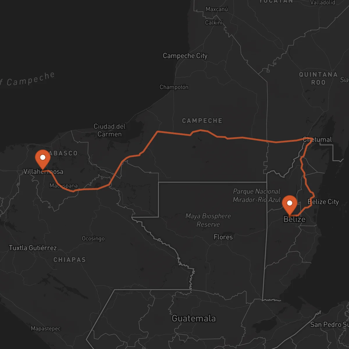 Ruta Belmopán - Villahermosa