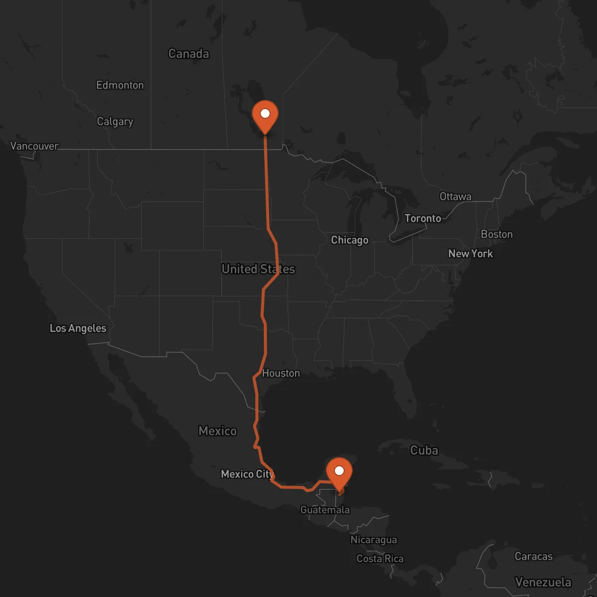 Ruta Belmopán - Winnipeg